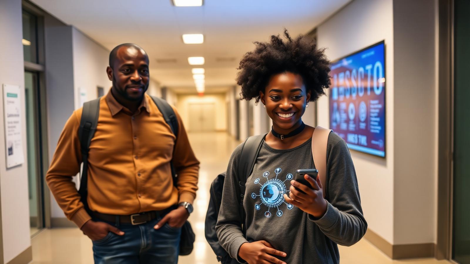 Family touring an HBCU campus and discussing AI programs